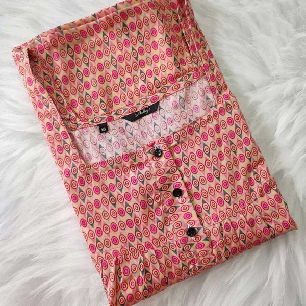 Comfortable Front Open Cotton Nighty With Buttons- 57 inches long - Rose