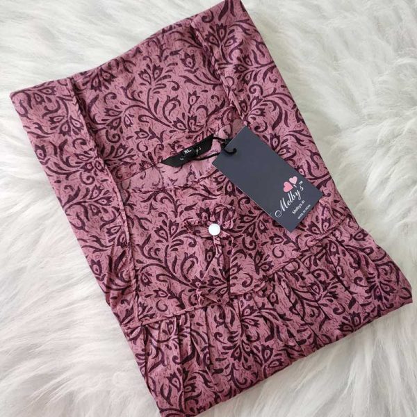 Traditional cotton nighty, 55 Inches Long - Onion Pink