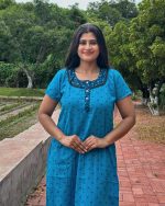 Comfortable Churidar Model Cotton Nighty - 55 Inches Long - Blue