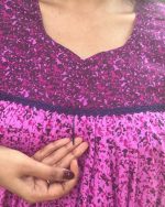 Comfortable Frock Model Cotton Nighty With Zip - 55 Inches Long - Rose - Image 2