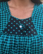 Traditional Cotton Nighty With Buttons, 55 Inches Long -Green - Image 2