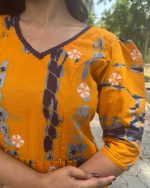 Pure Cotton Feeding Nighty With Side Zips For Mothers - Frock Type - Yellow - Image 4