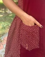 Comfortable Churidar Model Cotton Nighty  - 55 Inches Long -  Maroon - Image 3