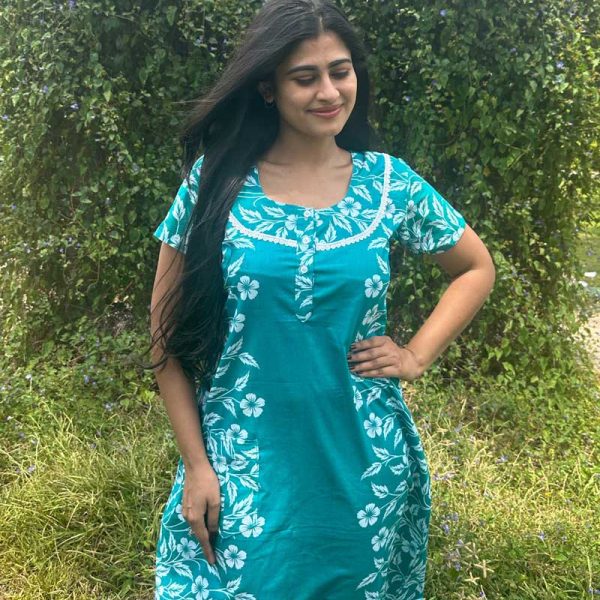 Comfortable Churidar Model Cotton Nighty - 55 Inches Long