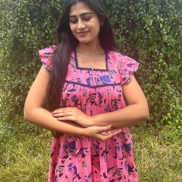 Comfortable Frock Model Cotton Nighty With Zip - 55 Inches Long - Peach