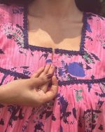 Comfortable Frock Model Cotton Nighty With Zip - 55 Inches Long - Peach - Image 2