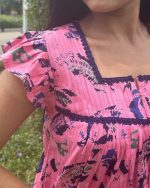 Comfortable Frock Model Cotton Nighty With Zip - 55 Inches Long - Peach - Image 3