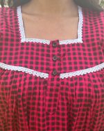 Sleeveless Front Open Cotton Nighty With Buttons, 55 Inches Long - Image 2