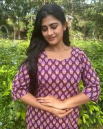 Night Suit In Cambric Cotton Fabric - Short Top And Pants - Violet