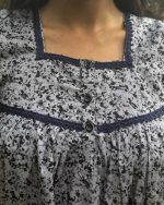 Sleeveless Front Open Cotton Nighty With Buttons, 55 Inches Long - Ash - Image 2