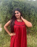 Front Open Cotton Nighty With Buttons, 55 Inches Long - Red