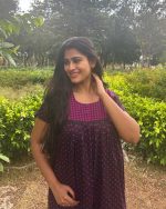 Front Open Cotton Nighty With Buttons, 55 Inches Long - Black