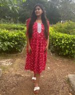 Pure Cotton Feeding Nighty With Side Zips For Mothers - Frock Type - Red