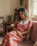 Comfortable Churidar Model Cotton Nighty - 55 Inches Long