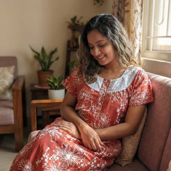 Comfortable Churidar Model Cotton Nighty - 55 Inches Long