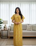 Traditional cotton nighty, 55 Inches Long -Yellow
