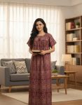 Traditional cotton nighty, 55 Inches Long -Maroon