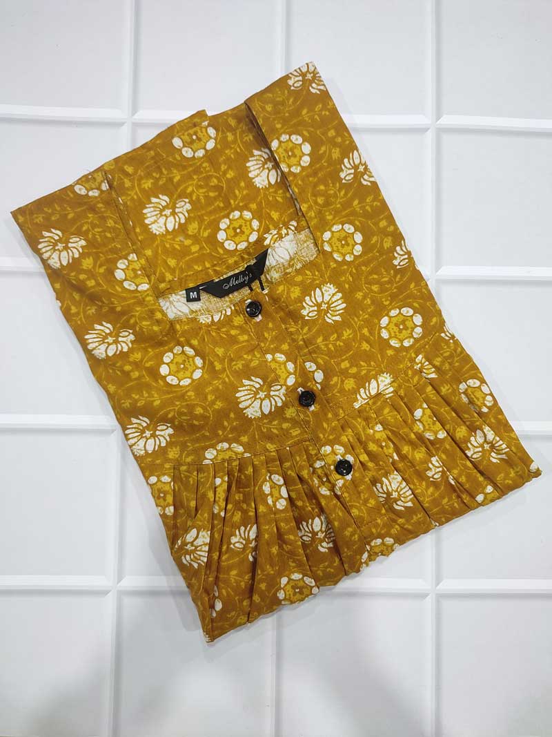 IMG_20251101_184715 Front Open Cotton Nighty With Buttons, 55 Inches Long - Yellow - Image 1