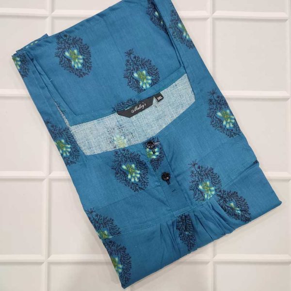 Comfortable Front Open Cotton Nighty With Buttons- 57 inches long