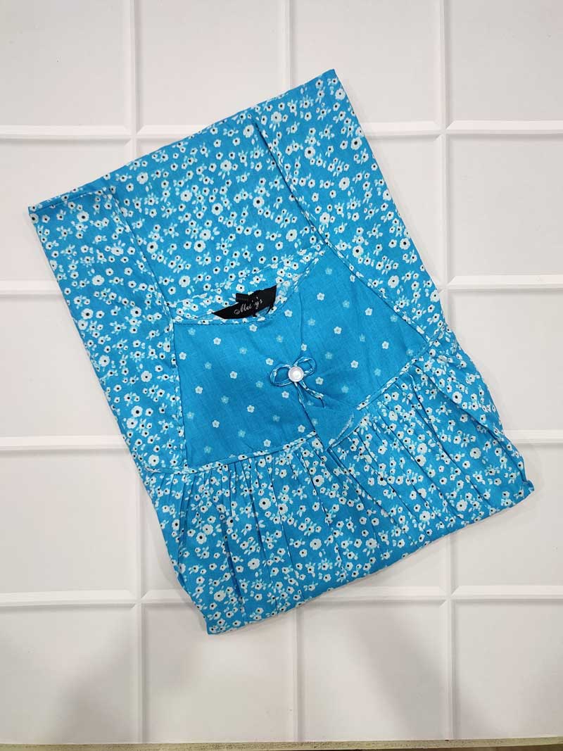 IMG_20251101_185354 Traditional cotton nighty, 55 Inches Long - Blue - Image 1