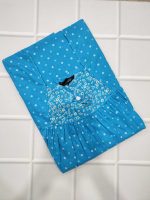 Traditional cotton nighty, 55 Inches Long - Blue
