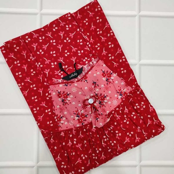 Traditional cotton nighty, 55 Inches Long - Red