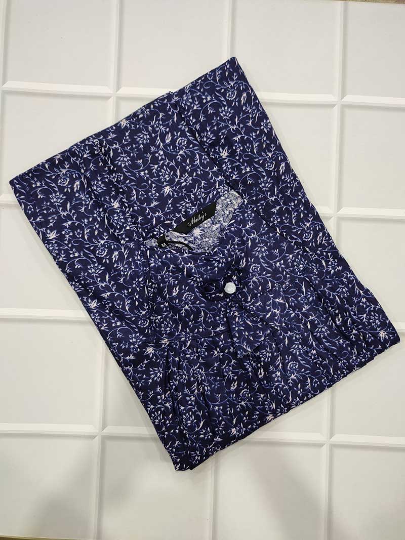 IMG_20251101_185521 Traditional cotton nighty, 55 Inches Long - Blue - Image 1