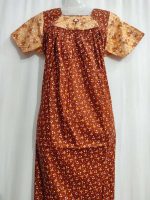 Traditional cotton nighty, 55 Inches Long - Brown - Image 2