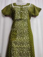 Comfortable Churidar Model Cotton Nighty - 55 Inches Long - Green - Image 2