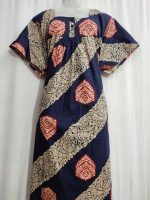 Comfortable Front Open Cotton Nighty With Buttons- 57 inches long - Dark Blue - Image 2