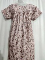 Front Open Cotton Nighty With Buttons, 55 Inches Long - Image 2