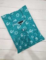 Traditional cotton nighty, 55 Inches Long - Green