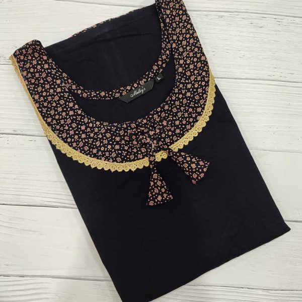 Comfortable Churidar Model Cotton Nighty - 55 Inches Long - Dark Blue