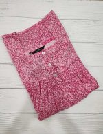 Front Open Cotton Nighty With Buttons, 55 Inches Long - Rose