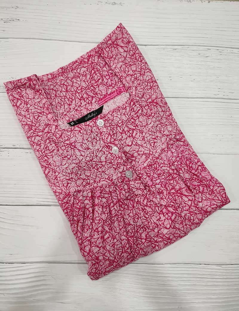 IMG_20251108_171150 Front Open Cotton Nighty With Buttons, 55 Inches Long - Rose - Image 1