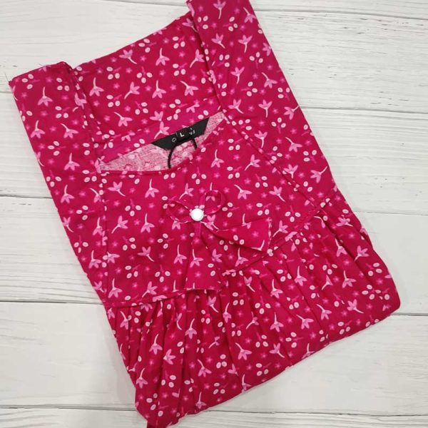 Traditional cotton nighty, 55 Inches Long - Rose