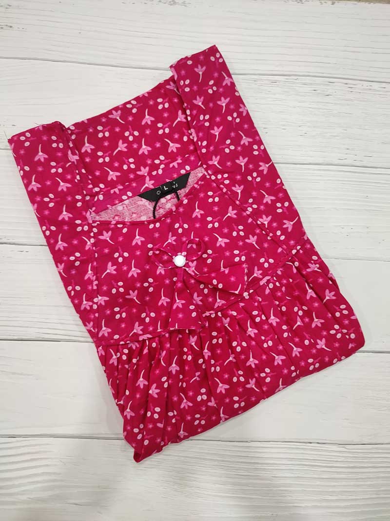 IMG_20251108_171204 Traditional cotton nighty, 55 Inches Long - Rose - Image 1