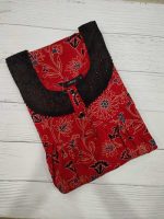 Front Open Cotton Nighty With Buttons, 55 Inches Long - Blue