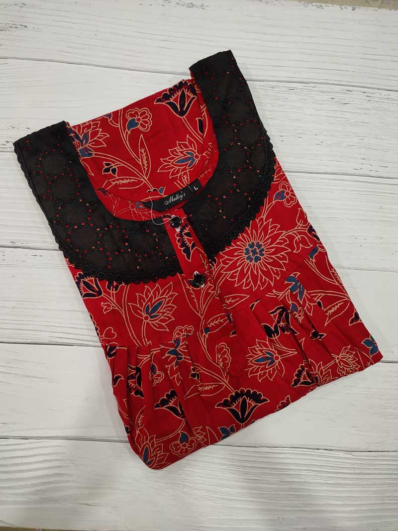 IMG_20251108_171224 Front Open Cotton Nighty With Buttons, 55 Inches Long - Blue - Image 1