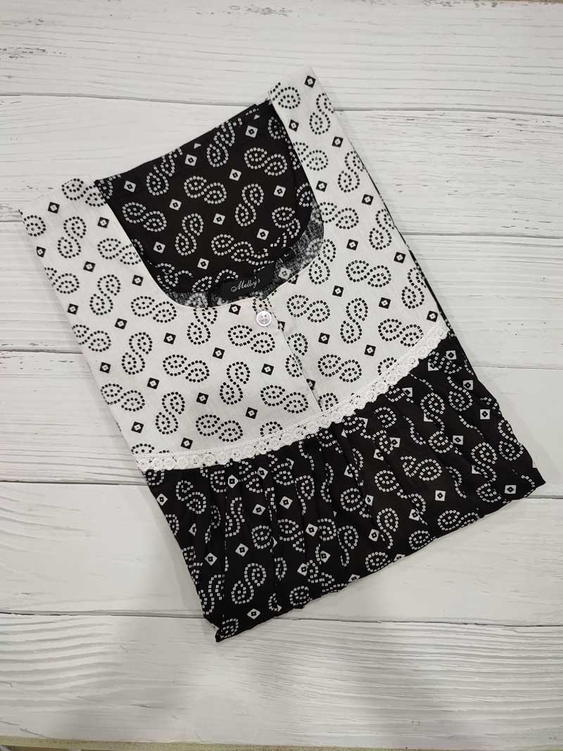 IMG_20251108_171304 Front Open Cotton Nighty With Buttons, 55 Inches Long - Black - Image 1