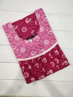 Front Open Cotton Nighty With Buttons, 55 Inches Long