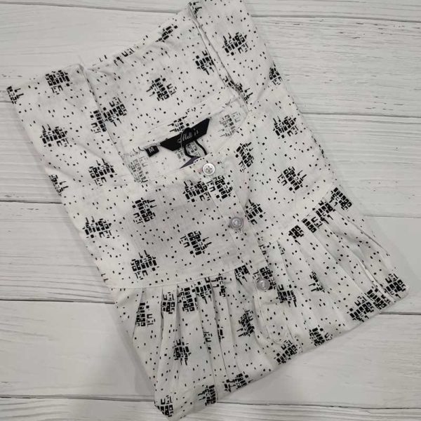 Front Open Cotton Nighty With Buttons, 55 Inches Long -  White