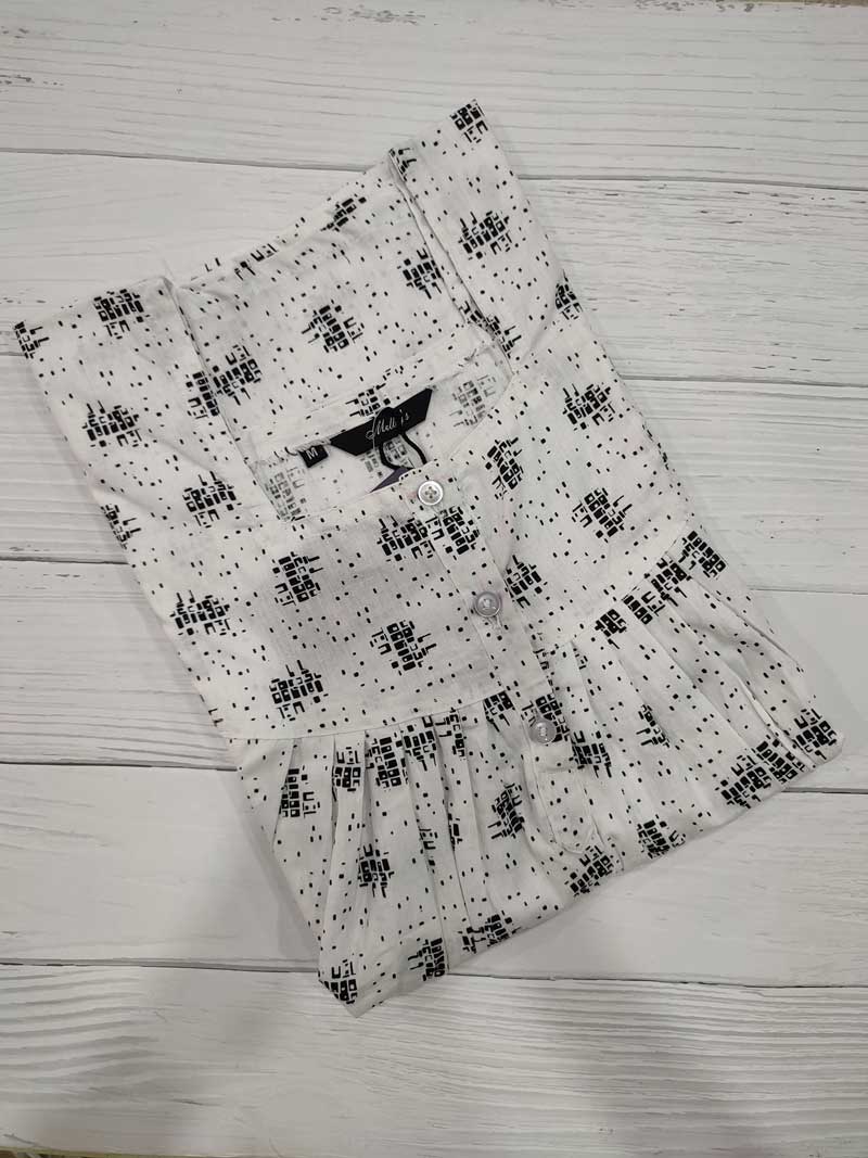 IMG_20251108_171342 Front Open Cotton Nighty With Buttons, 55 Inches Long - White - Image 1