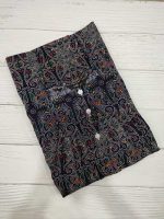 Front Open Cotton Nighty With Buttons, 55 Inches Long - Blue