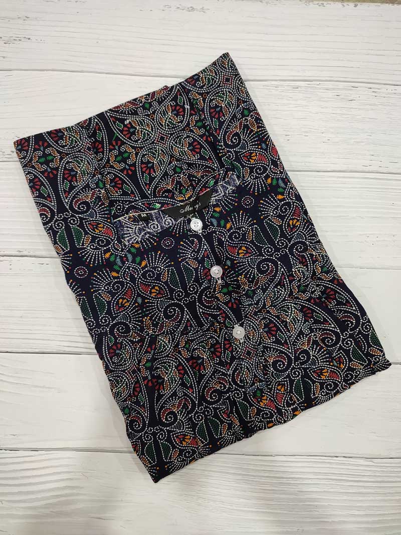 IMG_20251108_171611 Front Open Cotton Nighty With Buttons, 55 Inches Long - Blue - Image 1