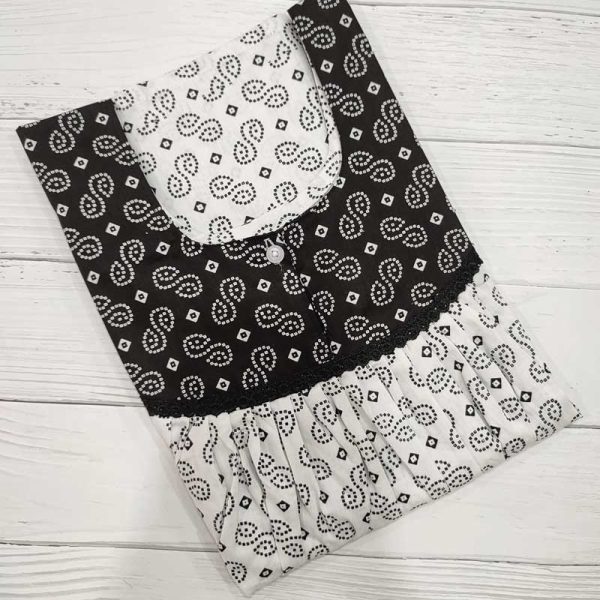 Front Open Cotton Nighty With Buttons, 55 Inches Long -  White