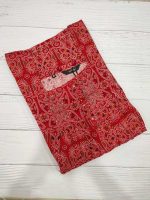 Front Open Cotton Nighty With Buttons, 55 Inches Long - Red