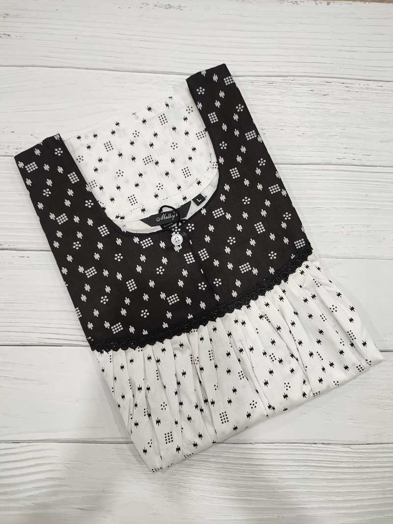 IMG_20251108_171710 Front Open Cotton Nighty With Buttons, 55 Inches Long - White - Image 1