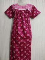 Front Open Cotton Nighty With Buttons, 55 Inches Long - Image 2