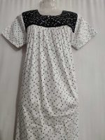 Front Open Cotton Nighty With Buttons, 55 Inches Long - White - Image 2